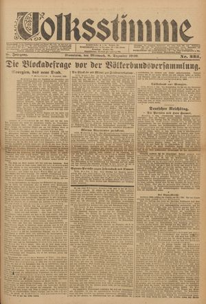 Volksstimme vom 08.12.1920