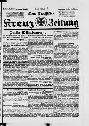 Neue preussische Kreuz-Zeitung vom 14.04.1929