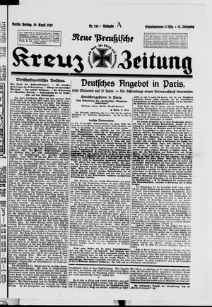 Neue preussische Kreuz-Zeitung vom 19.04.1929