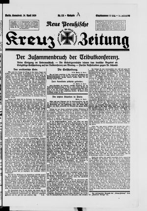 Neue preussische Kreuz-Zeitung vom 20.04.1929