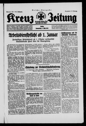 Kreuz-Zeitung vom 04.05.1933