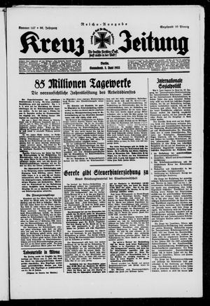Kreuz-Zeitung vom 03.06.1933
