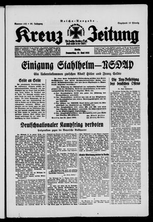 Kreuz-Zeitung vom 22.06.1933