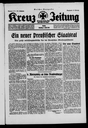 Kreuz-Zeitung vom 09.07.1933