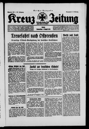 Kreuz-Zeitung vom 03.08.1933