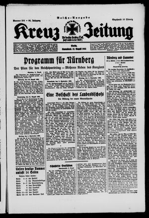 Kreuz-Zeitung vom 12.08.1933
