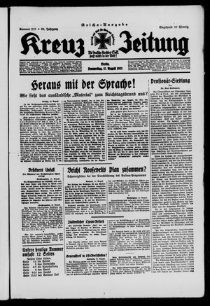 Kreuz-Zeitung vom 17.08.1933