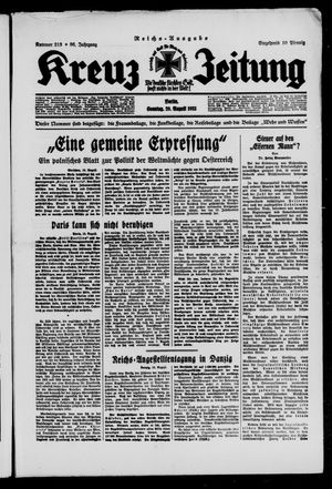 Kreuz-Zeitung vom 20.08.1933