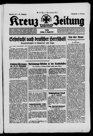 Kreuz-Zeitung vom 25.08.1933