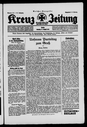 Kreuz-Zeitung vom 27.08.1933