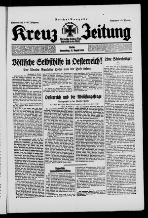 Kreuz-Zeitung vom 31.08.1933