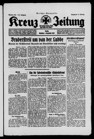 Kreuz-Zeitung vom 05.09.1933