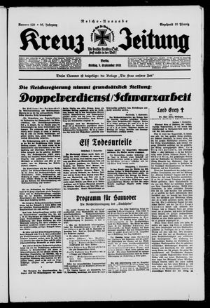 Kreuz-Zeitung vom 08.09.1933