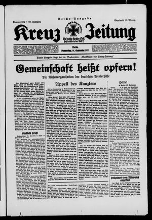 Kreuz-Zeitung vom 14.09.1933
