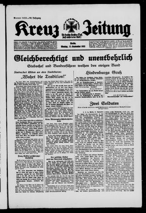 Kreuz-Zeitung vom 25.09.1933