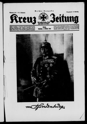 Kreuz-Zeitung vom 01.10.1933