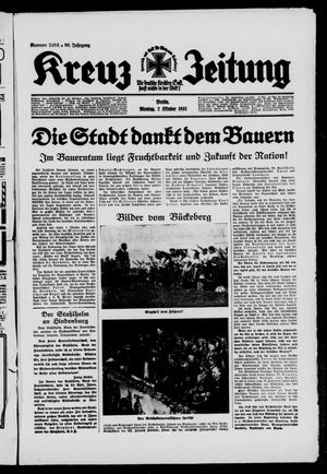 Kreuz-Zeitung vom 02.10.1933