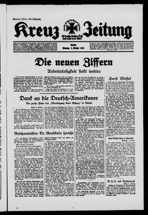 Kreuz-Zeitung vom 09.10.1933