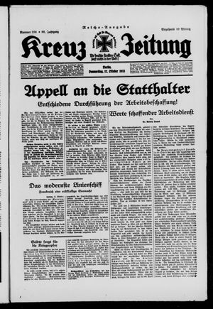 Kreuz-Zeitung vom 12.10.1933