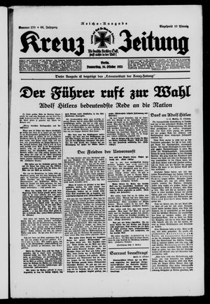 Kreuz-Zeitung on Oct 26, 1933