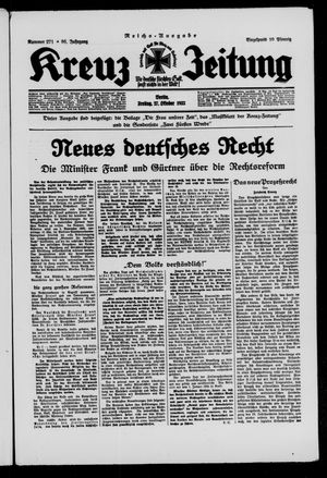 Kreuz-Zeitung vom 27.10.1933