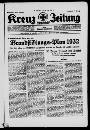 Kreuz-Zeitung vom 01.11.1933