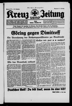 Kreuz-Zeitung vom 05.11.1933