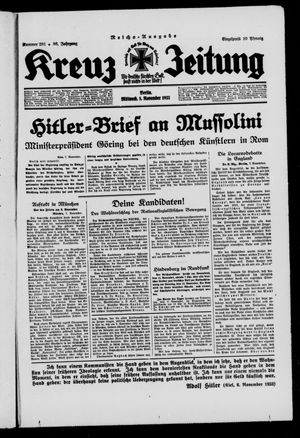 Kreuz-Zeitung vom 08.11.1933