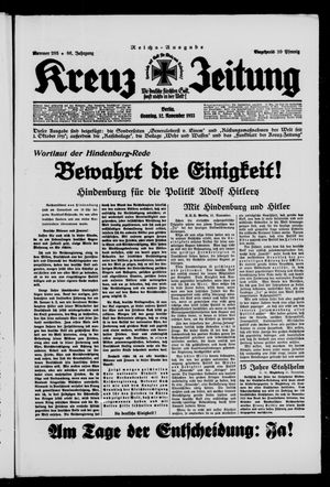 Kreuz-Zeitung vom 12.11.1933