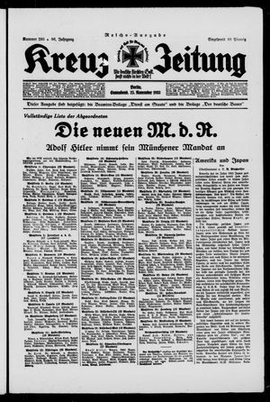 Kreuz-Zeitung vom 25.11.1933