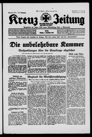 Kreuz-Zeitung vom 01.12.1933