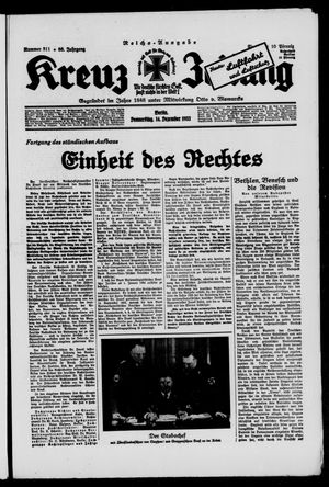 Kreuz-Zeitung vom 14.12.1933