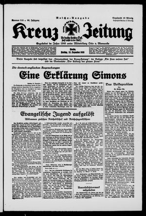 Kreuz-Zeitung vom 22.12.1933