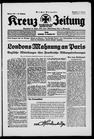 Kreuz-Zeitung vom 30.12.1933