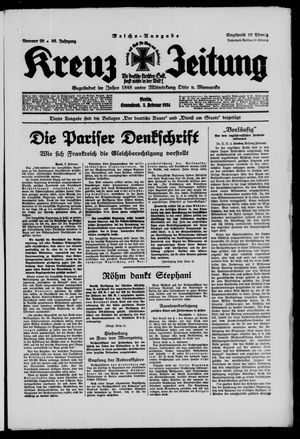 Kreuz-Zeitung vom 03.02.1934