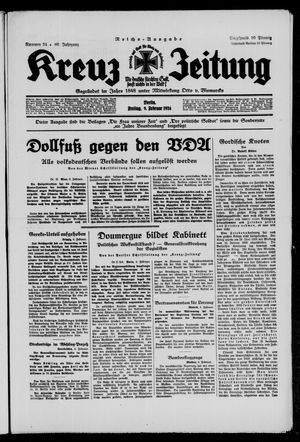 Kreuz-Zeitung vom 09.02.1934