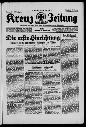 Kreuz-Zeitung vom 15.02.1934