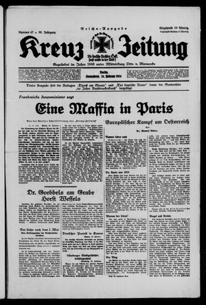 Kreuz-Zeitung vom 24.02.1934