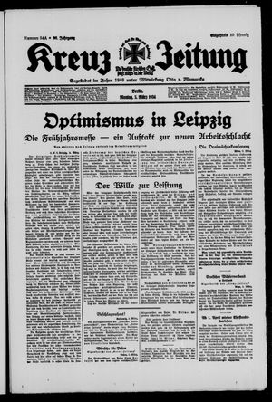 Kreuz-Zeitung vom 05.03.1934