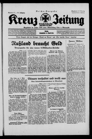 Kreuz-Zeitung vom 14.04.1934