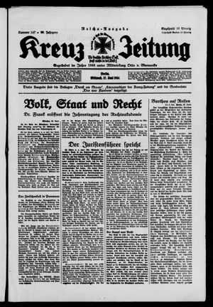 Kreuz-Zeitung vom 27.06.1934
