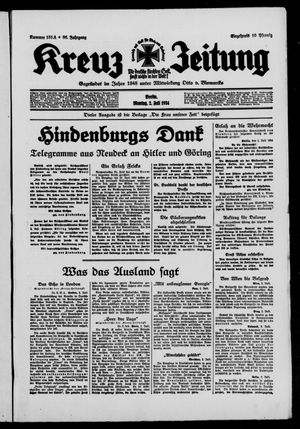 Kreuz-Zeitung vom 02.07.1934