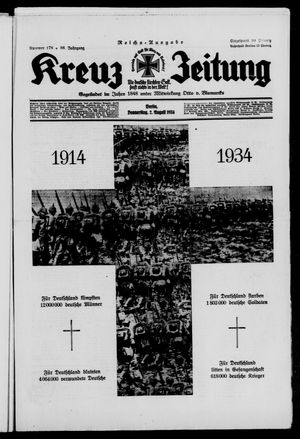 Kreuz-Zeitung vom 02.08.1934