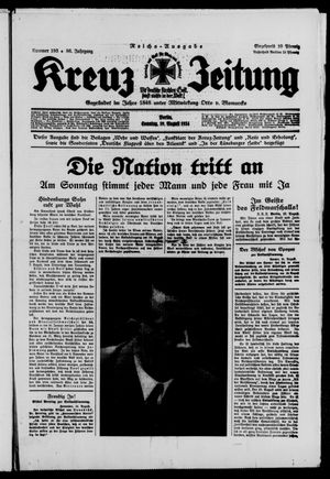 Kreuz-Zeitung vom 19.08.1934