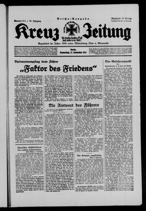 Kreuz-Zeitung vom 13.09.1934