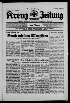 Kreuz-Zeitung vom 07.10.1934