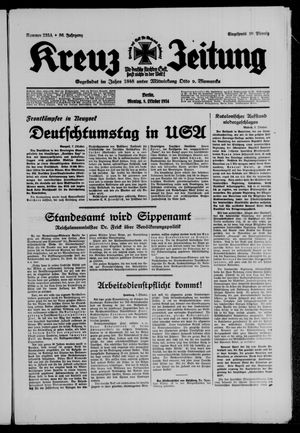Kreuz-Zeitung vom 08.10.1934