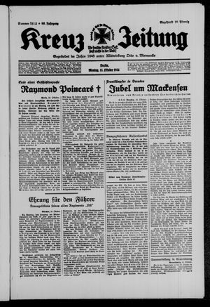 Kreuz-Zeitung vom 15.10.1934