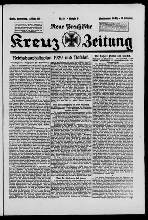 Neue preussische Kreuz-Zeitung vom 14.03.1929