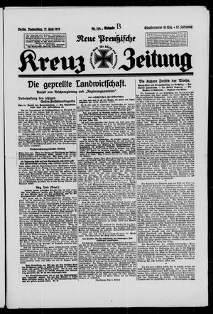 Neue preussische Kreuz-Zeitung vom 27.06.1929